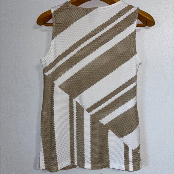 Chico’s Travelers 2 Pc Set Jacket & Tank Beige‎ White Striped Size 0 & 1 / Small - Picture 3 of 13